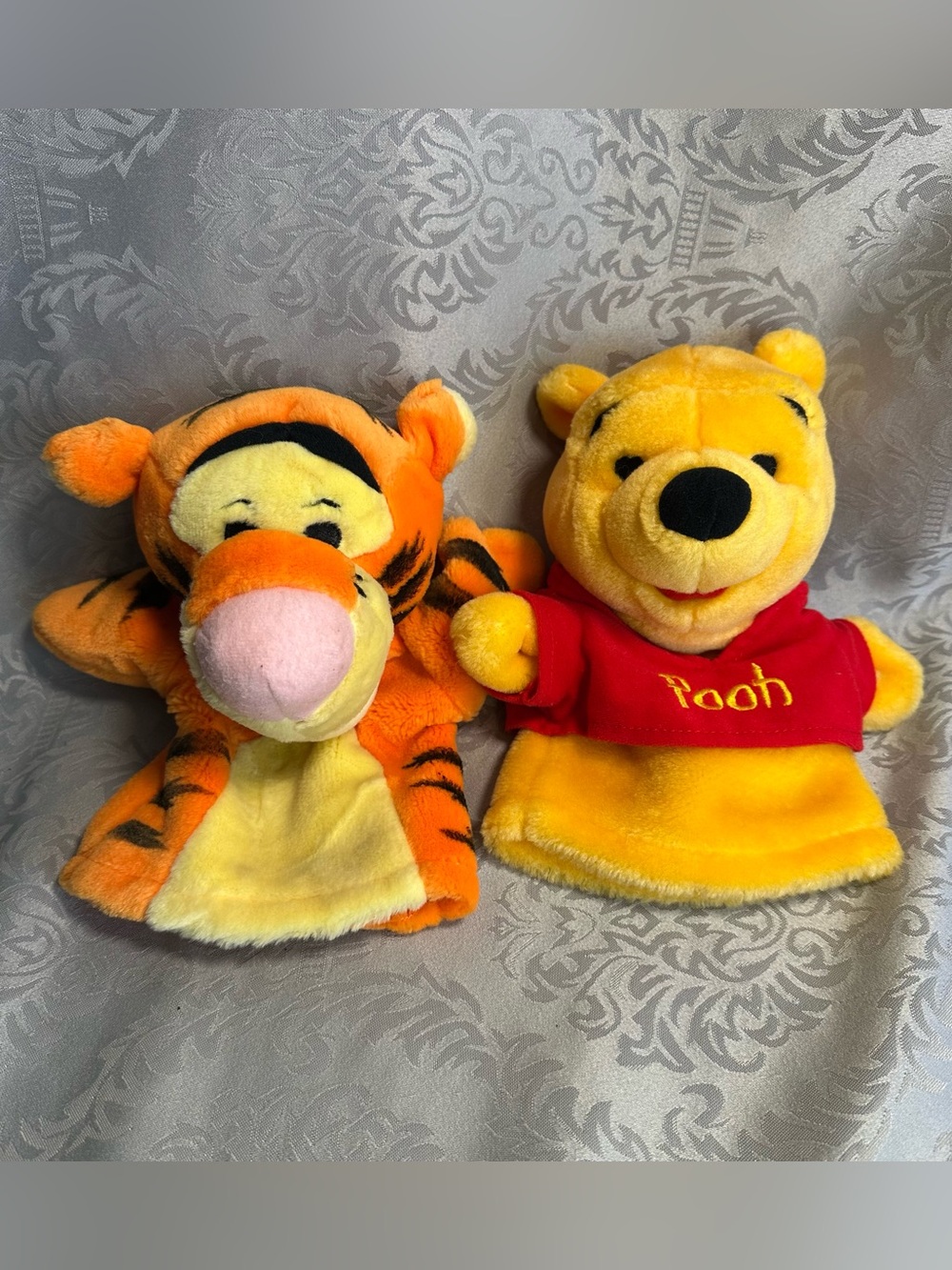 Vintage Mattel Disney Winnie The Pooh Tigger Hand Puppet Plush Set